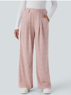 Halara Wide Leg houndstooth Pants - Pink
